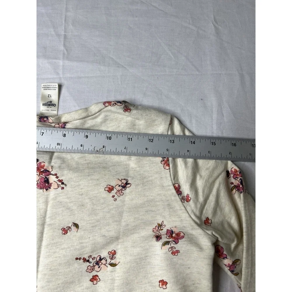 Oshkosh B Gosh Floral Long Sleeve Top with Denim Ruffle, Size‎ 12
